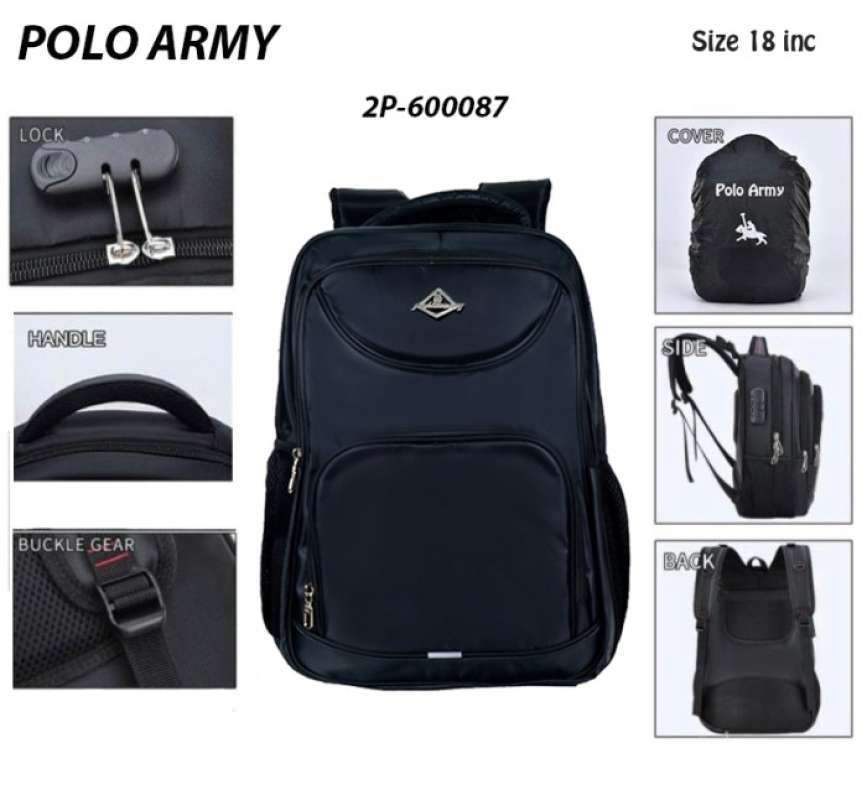 Promo Tas Polo Power Ransel Laptop Pria Backpack USB Port Import