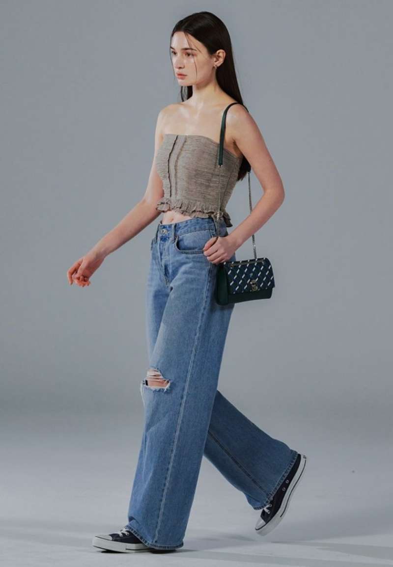韓国大人気[rosa.K]AMELIE MONOGRAM SHOULDER BLUE MOUNTAIN_MM Promo Rosa.k Amelie Monogram Shoulder Blue Mountain Ss