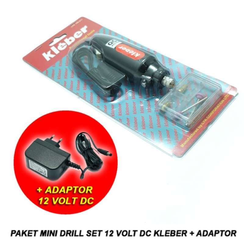 Promo Paket Mini Drill Set 12 Volt DC Kleber Adaptor Diskon 23