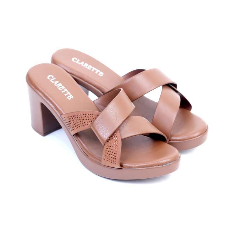Sandal Heels CLARETTE Zena Brown Cokelat