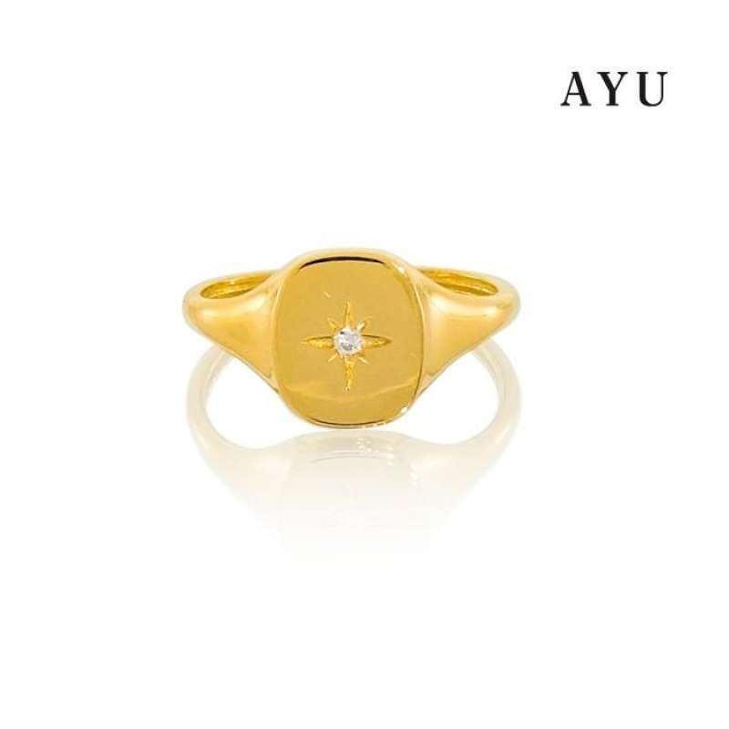 Jual AYU RECTANGLE STAR SIGNET RING 16K YELLOW GOLD 16K YELLOW