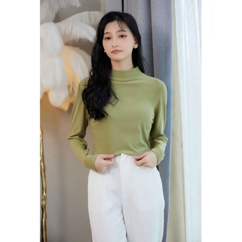 Promo GST Baju Turtle Polos Lengan Panjang TurtleNeck Wanita