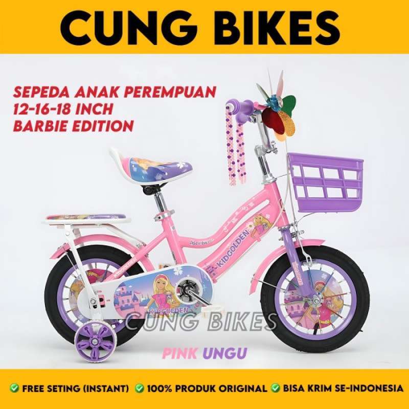 Promo Sepeda Anak Perempuan Barbie Golden 303 Ukuran 12 16 18 Inch