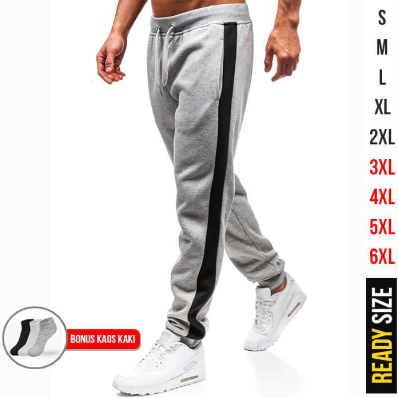 Celana Training Sport Homme Celana Joger Pria ABU MUDA KOMBINASI