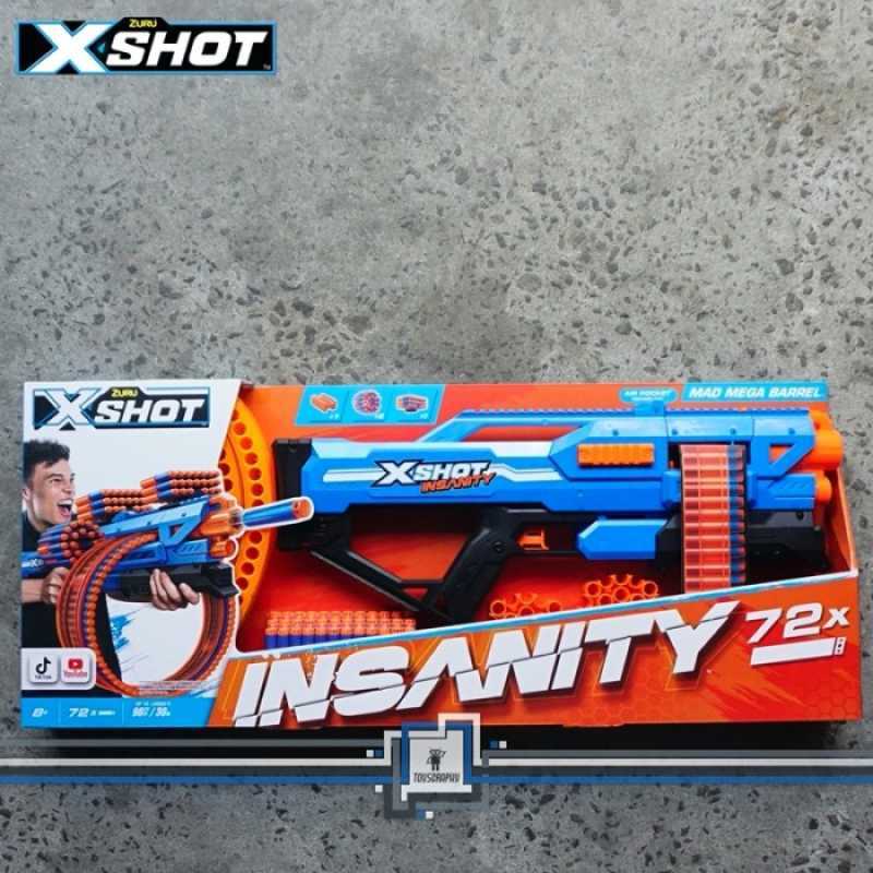 Promo Zuru XShot Insanity Mad Mega Barrel Blaster 72 Darts X Shot