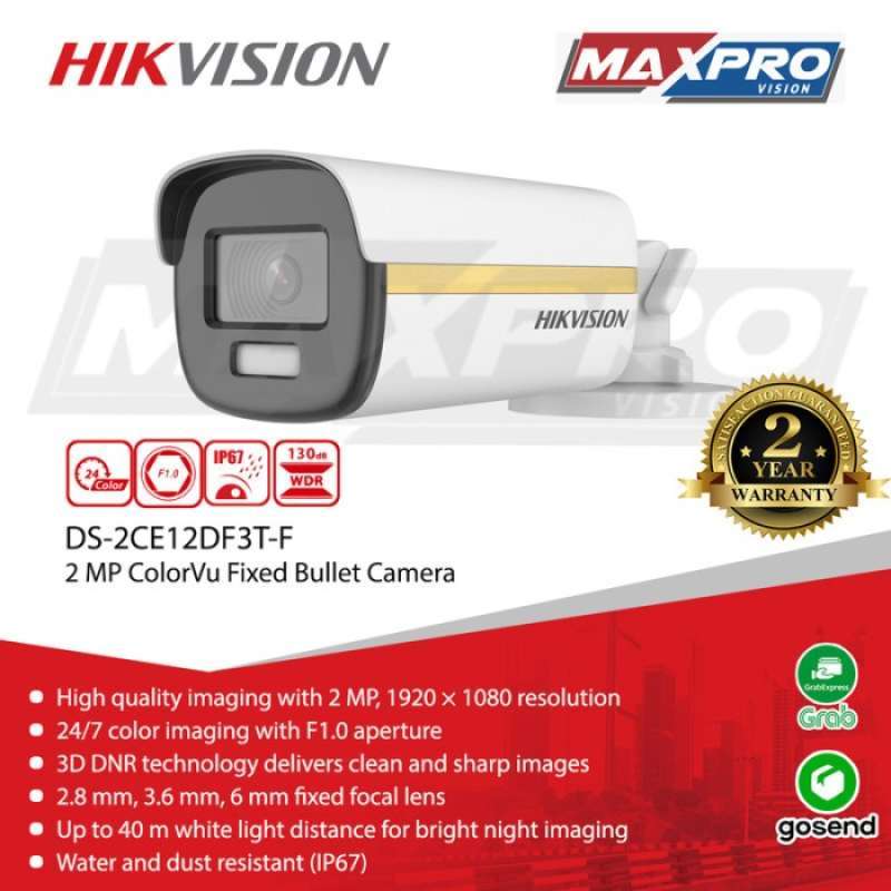 Promo DS-2CE12DF3T-F - HIKVISION TURBO HD CAMERA 2MP COLORVU Diskon 33% di  Seller Farwa store - Tugu Selatan, Kota Jakarta Utara | Blibli