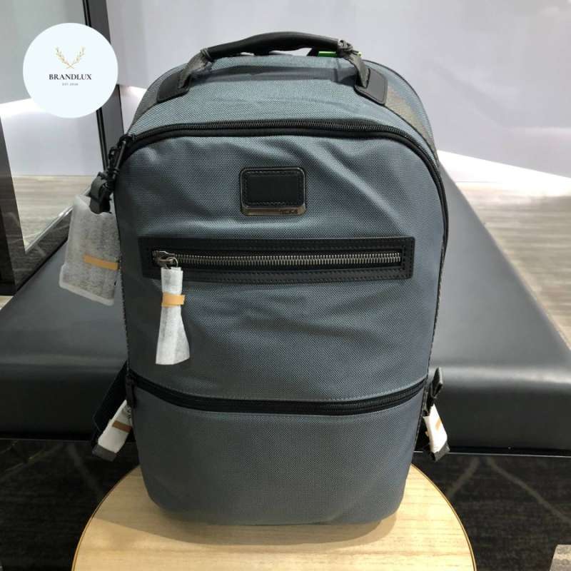 TUMI Alpha Bravo Essential Backpack Cool Grey Navy 100% Authentic
