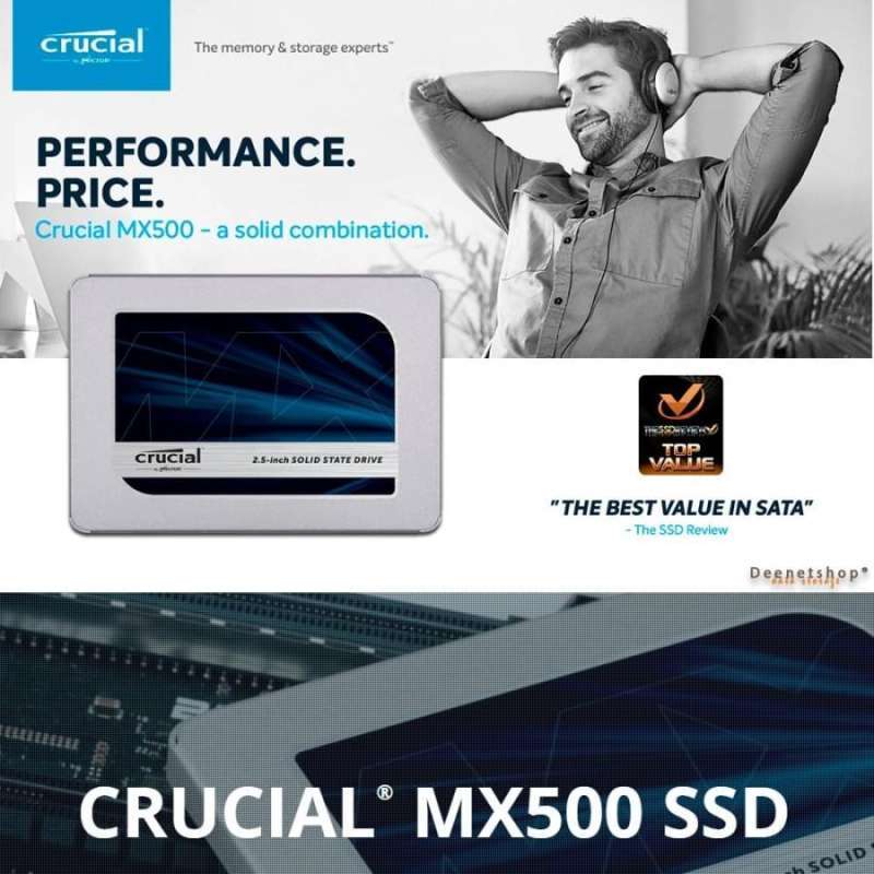 SSD interne Crucial MX500 2 To 2,5 pouces 7 mm (avec adaptateur 9,5 mm) SATA  NAND 3D, CT2000MX500SSD1