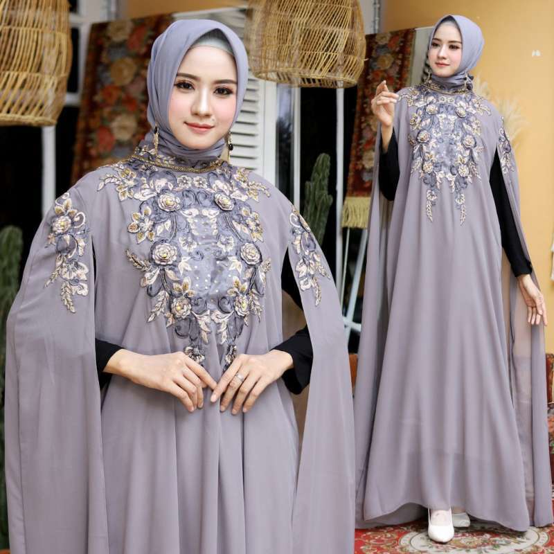 Dress brokat top kombinasi satin