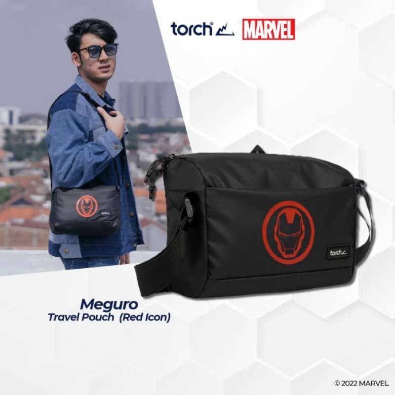 Jual Marvel Iron Man 1 Red Icon Torch Meguro Sling Bag 3 L Black