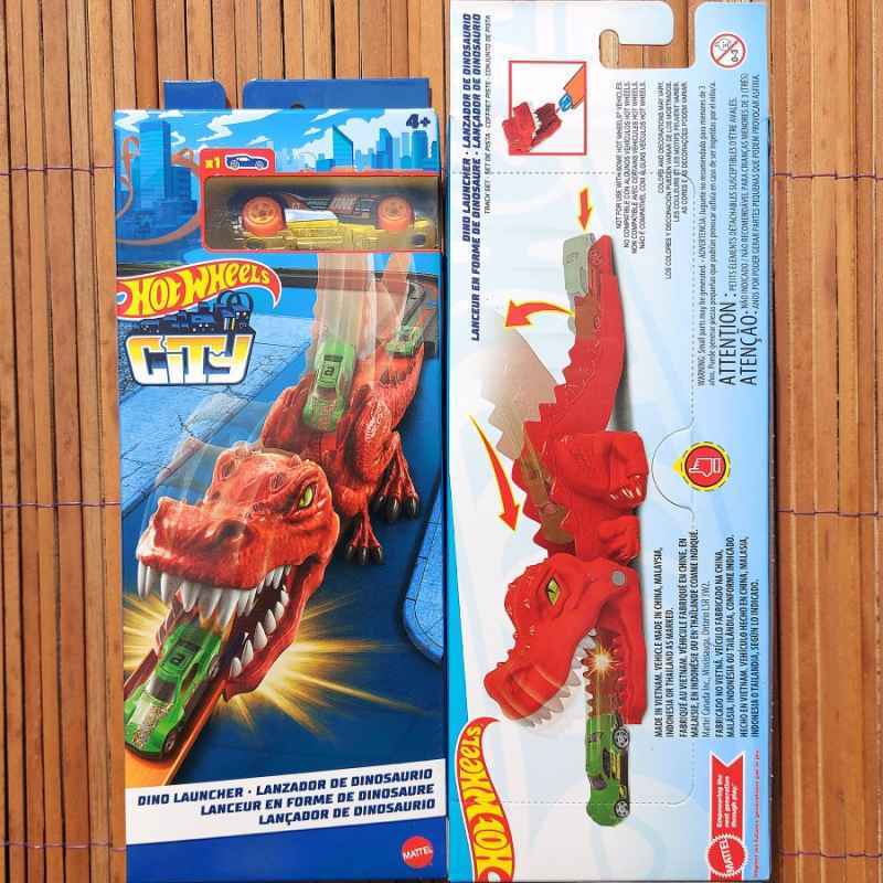 Hot Wheels City Dino Launcher with Die-Cast Vehicles Car Play Set