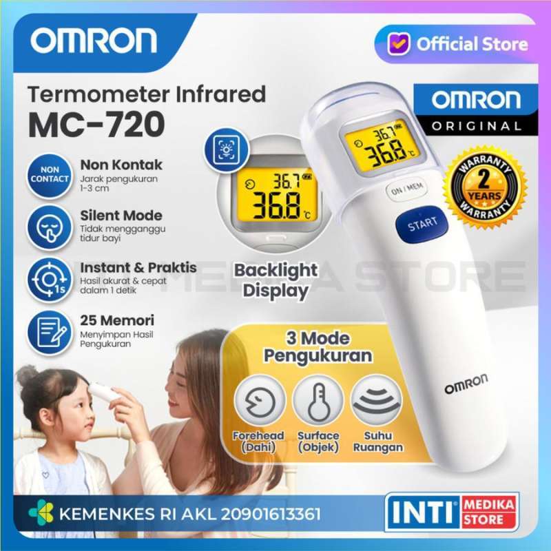 OMRON Termometer Infrared MC 720 Thermometer Non Kontak Thermo Gun