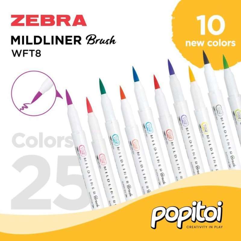 ZEBRA Mildliner BRUSH Pen Marker Double Ended Highlighter