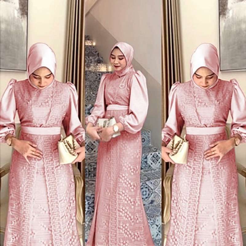 Long dress brokat hijab clearance