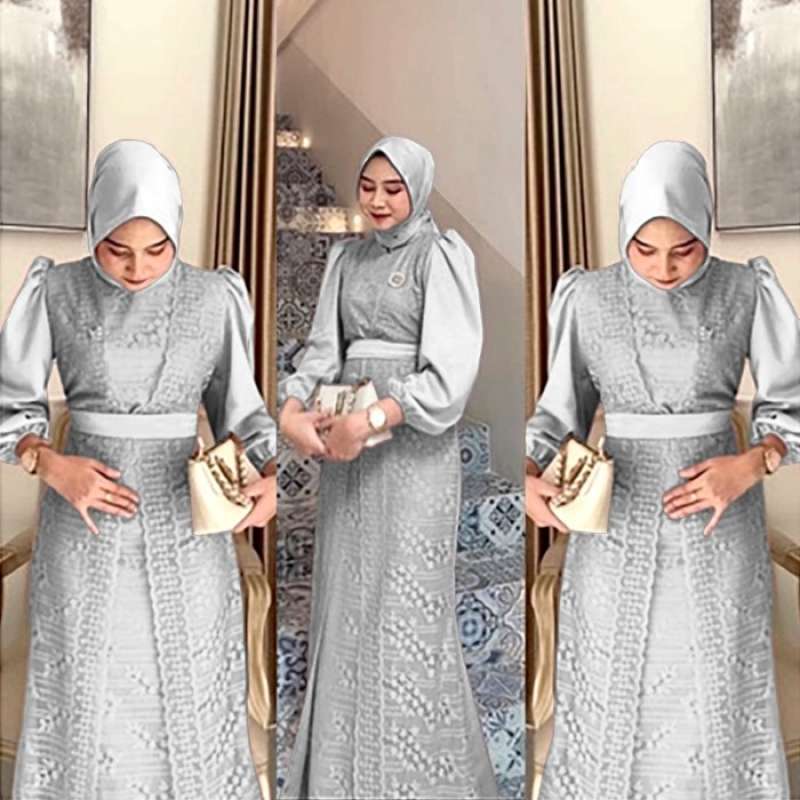 Long dress brokat hijab top