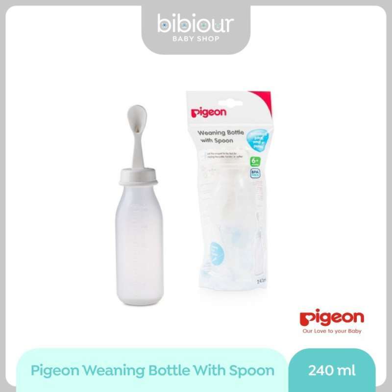 Jual Pigeon Weaning Bottle With Spoon 240Ml Botol Susu Sendok di