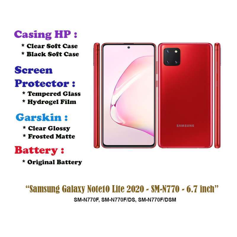 Samsung Galaxy Note10 Lite 2020 SM-N770 inch- Case Screen  Protector Battery Dll