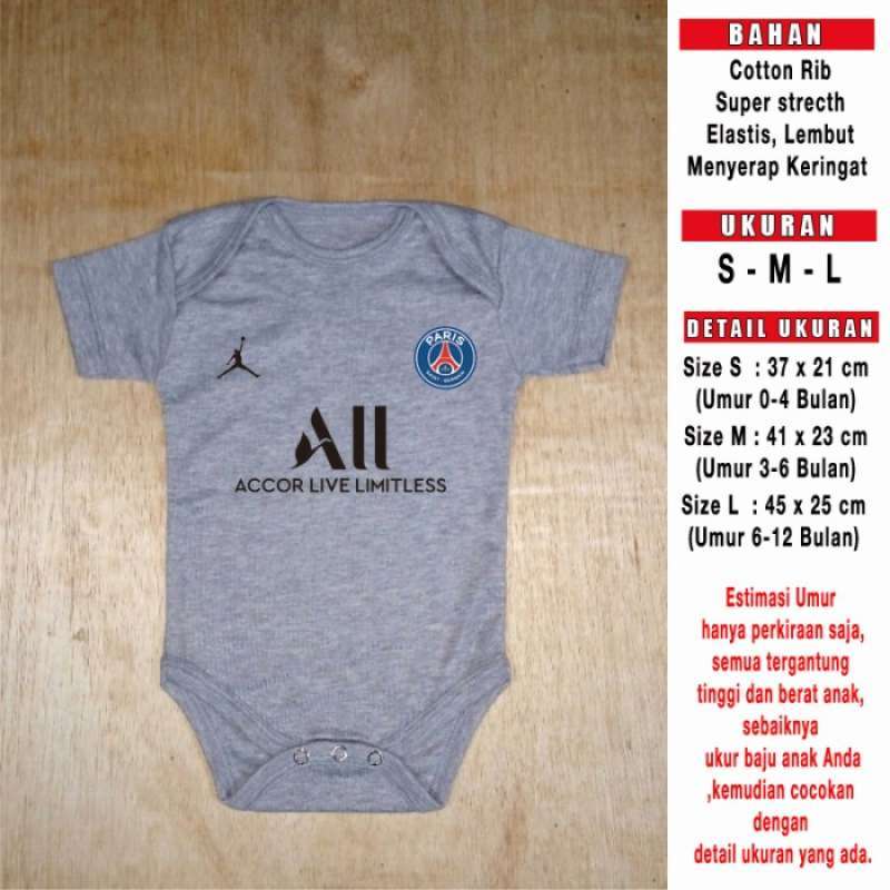 Jumper Bayi Bola Psg Jordan Paris Saint Germain Romper Custom Baju