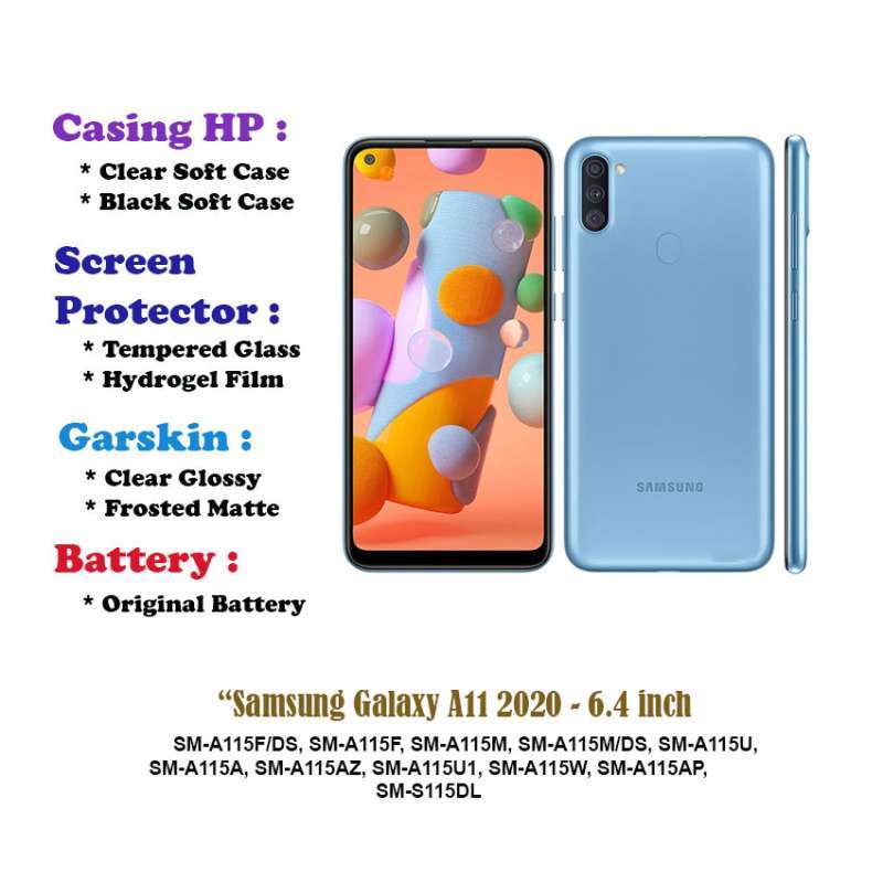 Samsung Galaxy A11 2020 inch Case Screen Protector Battery Dll
