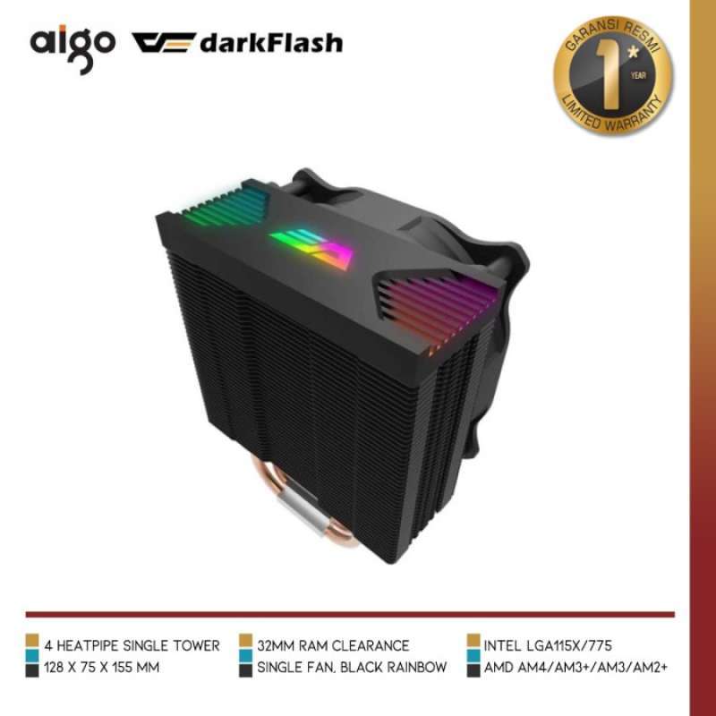 Promo Aigo Darflash Darkair Air Cpu Cooler 155Mm Diskon 23 di