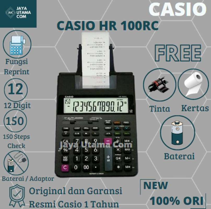 Promo Kalkulator Print Casio HR 100 RC Diskon 23 di Seller Silia