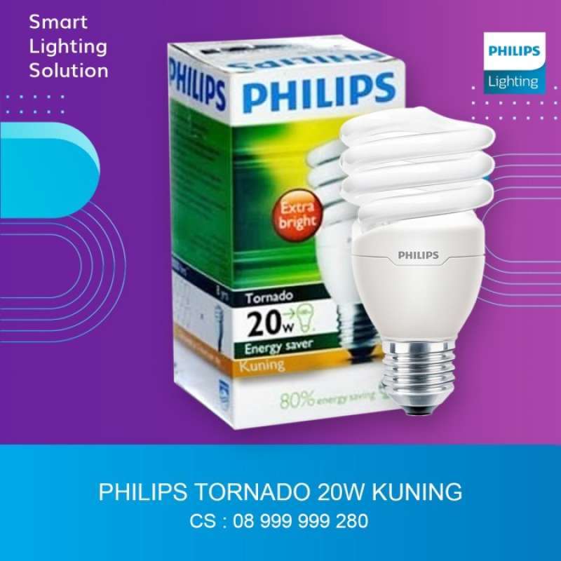 Philips Tornado 20W E27 220 240V Warm White Kuning