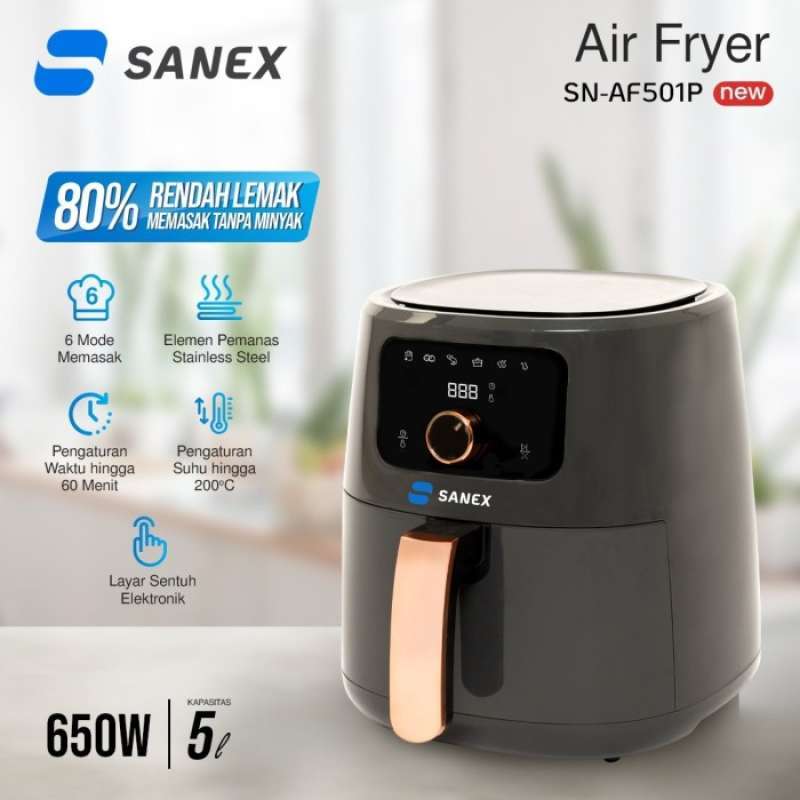 Promo SANEX Air Fryer I Pengoreng Tanpa Minyak 5 Liter 650 Watt