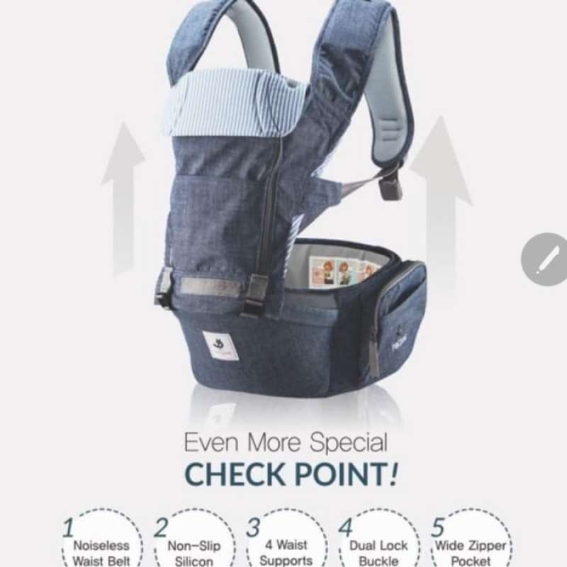 POGNAE HIPSEAT ALL NEW NO 5 WATERPROOF DENIM BLUE GENDONGAN BAYI