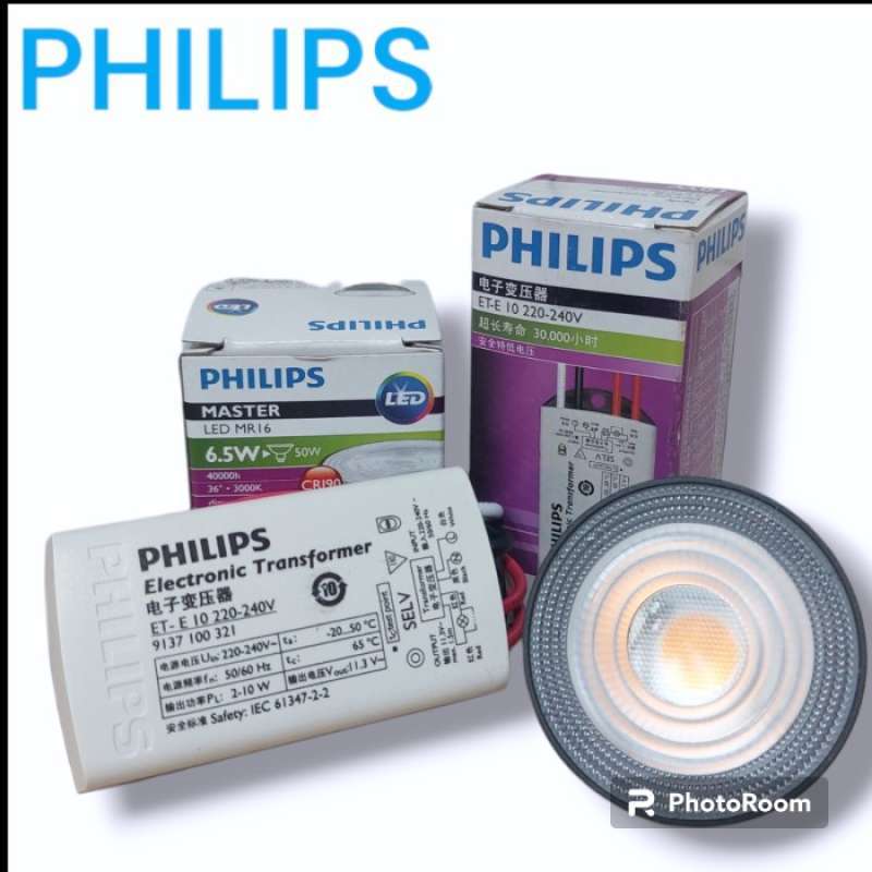 Paketan Philips lampu LED ballast MR16 6 5 W 3000K 36 derajat 12V