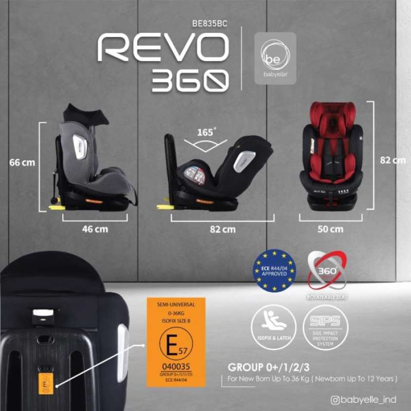 Promo Baby Elle Carseat Revo BE 835 Grey Diskon 25 di Seller