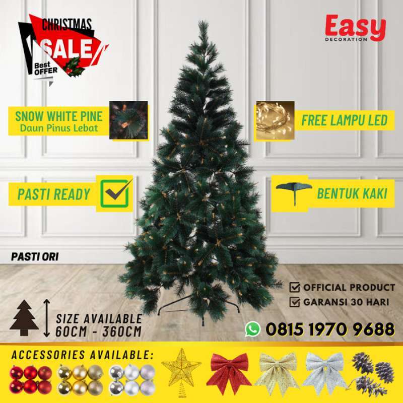 Promo Pohon Natal Mini 90Cm 1 Meter M 3 Feet FT SNOW WHITE PINE