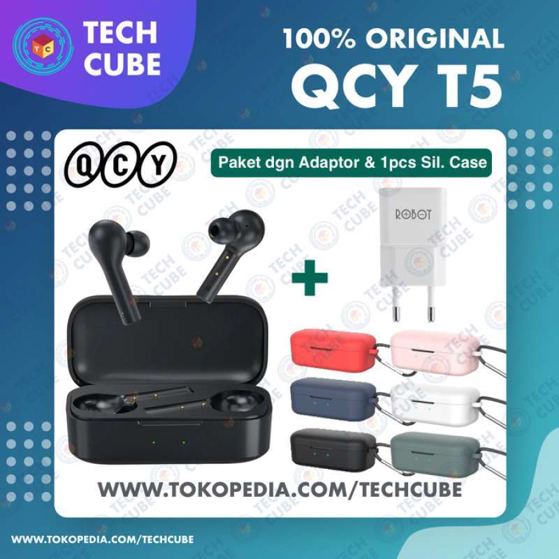 Jual QCY T5 TWS Earphone Headset Bluetooth Wireless Earbuds Alt