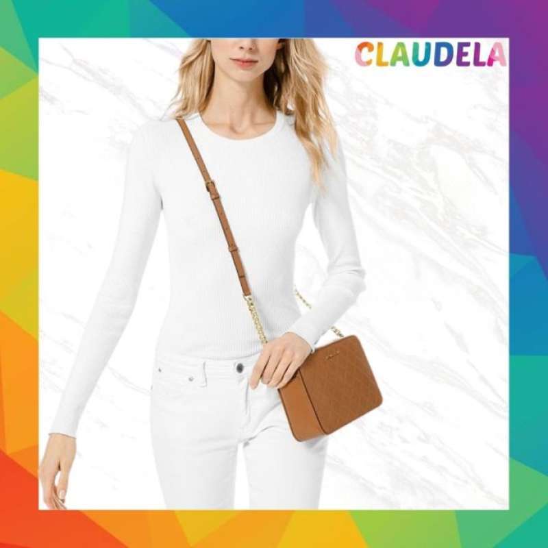 Chain embossed leather camera bag sales