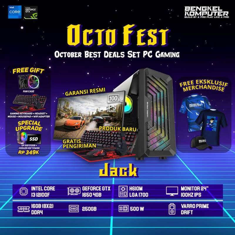 PC OCTOFEST JACK I3 12100F GTX 1650 4GB PC GAMING FULLSET
