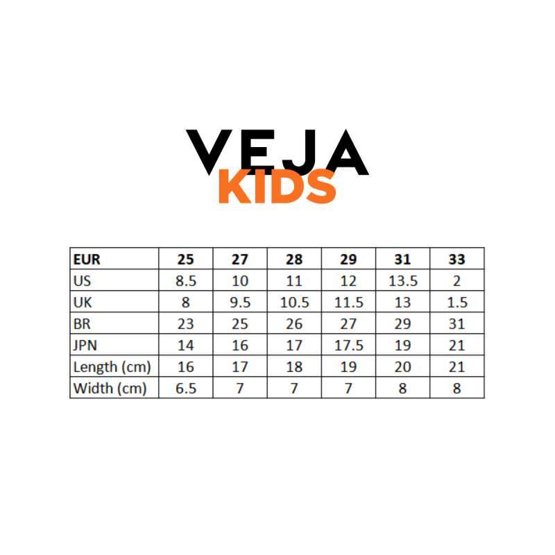 Veja kids clearance size chart