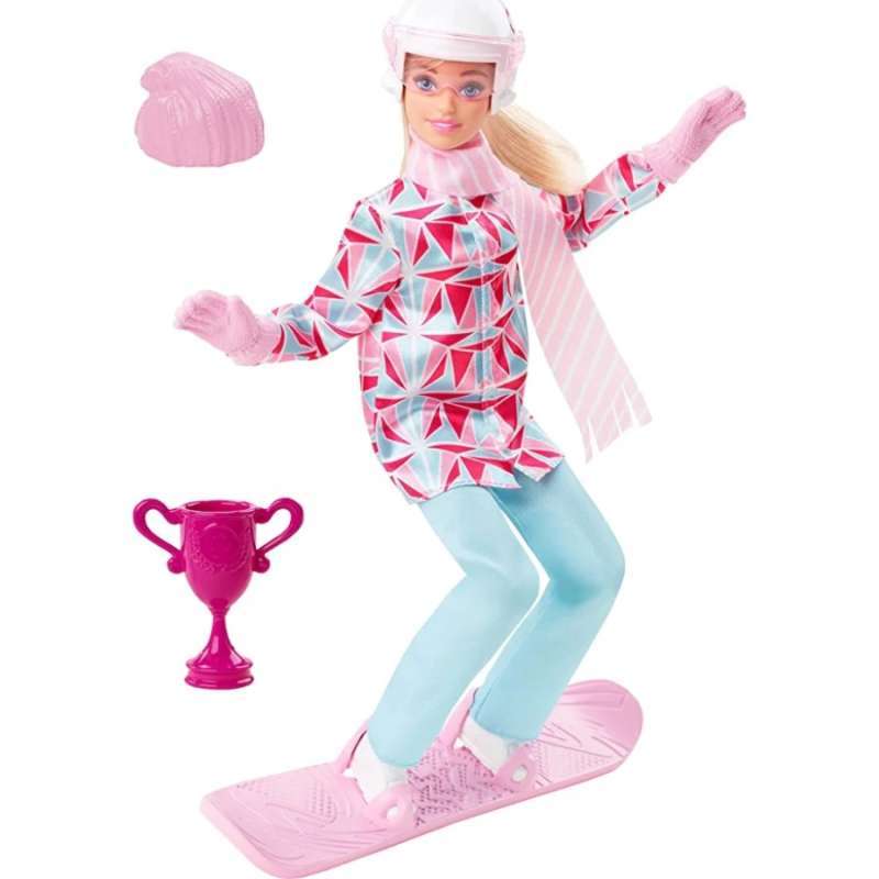 Boneka Barbie The Movie Made To Move Blonde Doll Snowboarder Pink Suit