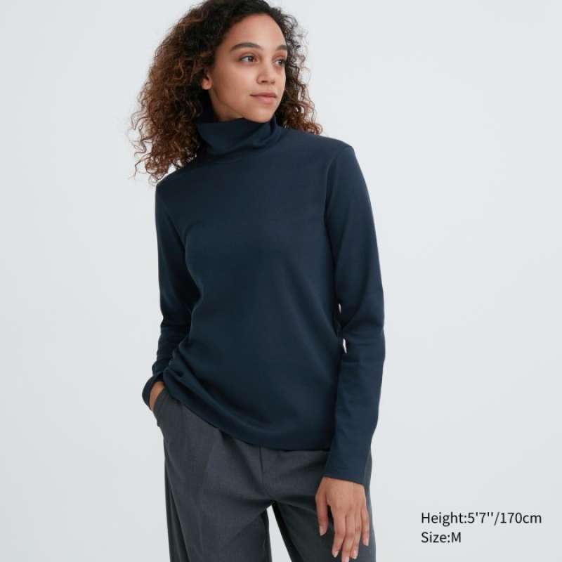 Jual UNIQLO Pullover Katun Stretch Lembut Turtleneck 460296