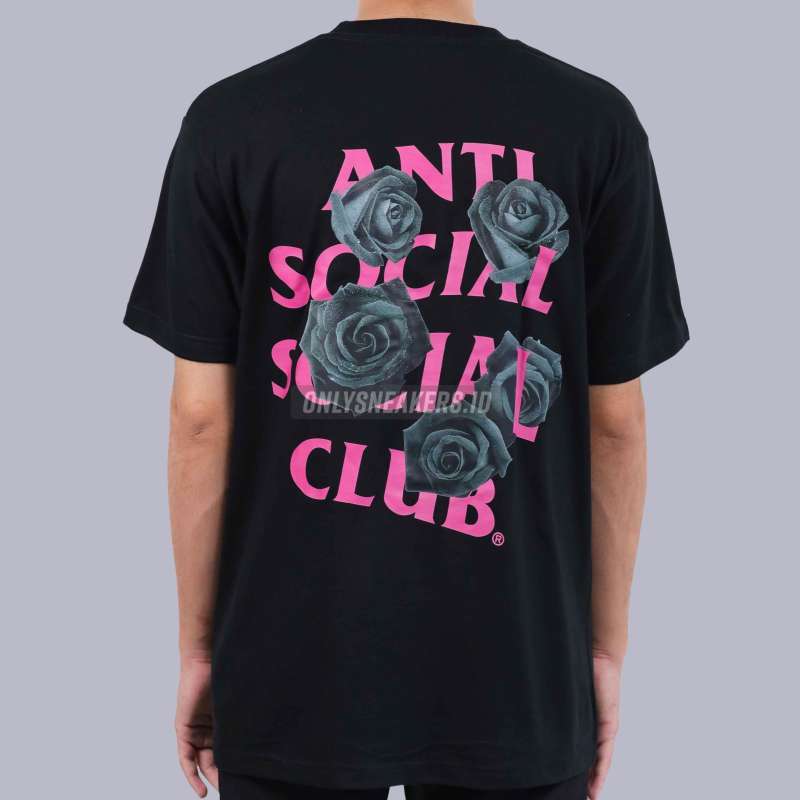 ANTI SOCIAL SOCIAL CLUB BLACK PINK ROSES CORN CHESSE BLACK TEE (100%  AUTHENTIC)