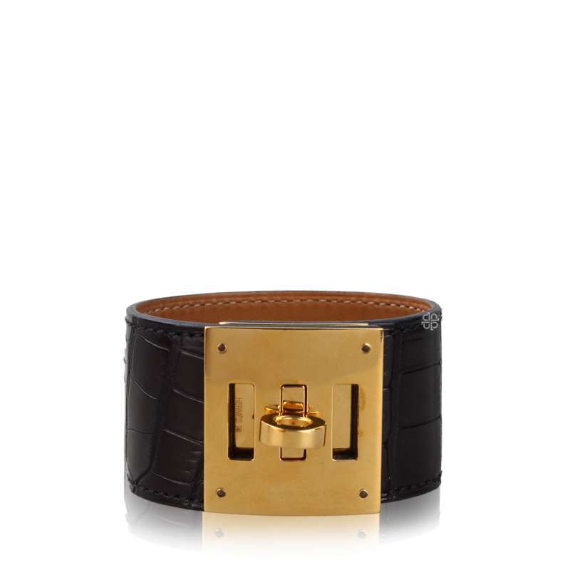 Jual Hermes Black Kelly Dog Alligator Bracelet Ghw Di Seller