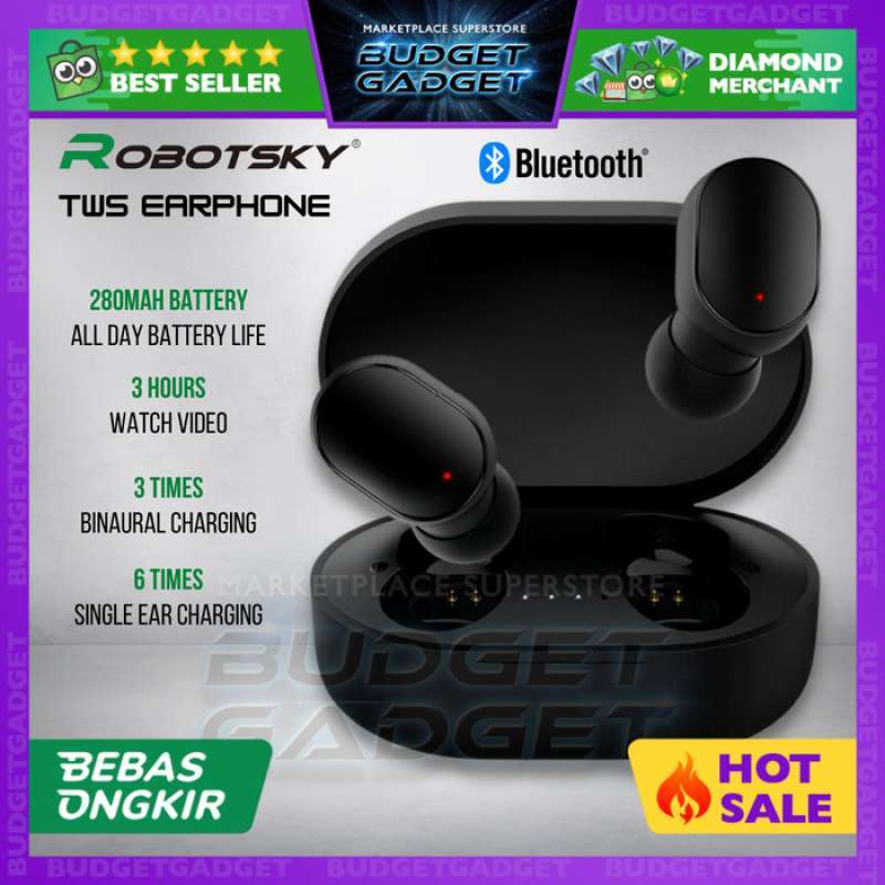 Jual ROBOTSKY TWS EARPHONE TRUE WIRELESS BLUETOOTH 5.0 CHARGING