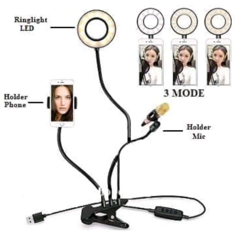 Jual Mixio L6 Ring Light Lazy Pos Led 3in1 Selfie Tiktok Ringlight