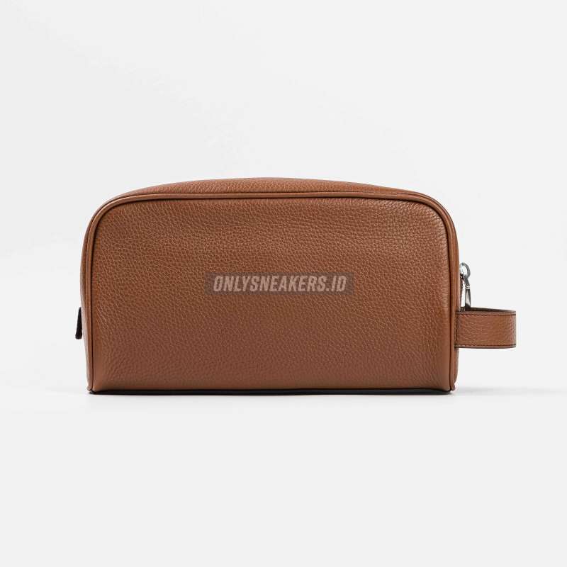 Jual BALLY RIBBON S GRAINED LEATHER WASH BAG BROWN 100 AUTHENTIC