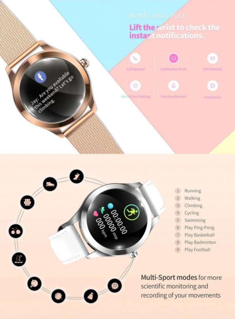 Promo KINGWEAR KW10 IP68 Smart Watch for Female with Steel Strap