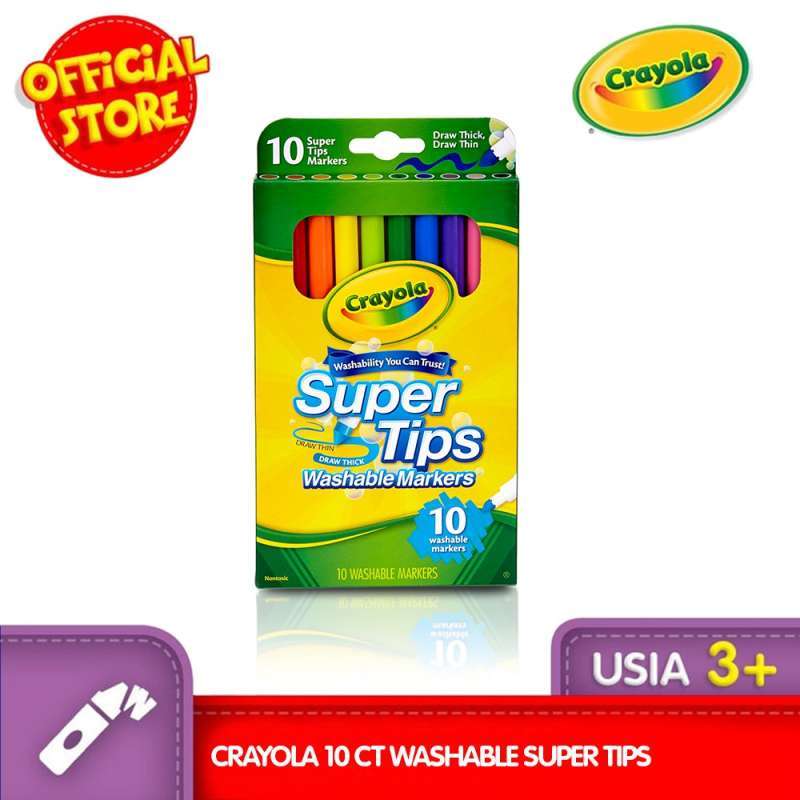 Promo Crayola 10 Super Tips Washable Markers Diskon 50% Di