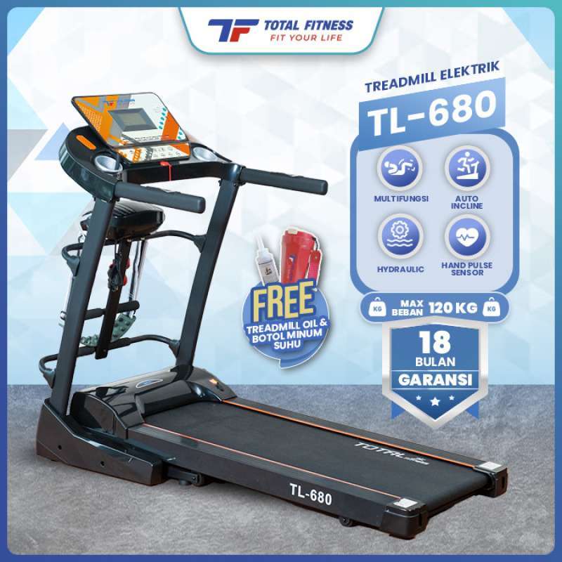 Jual Total Fitness Treadmill Elektrik Auto Incline Multifungsi Tl