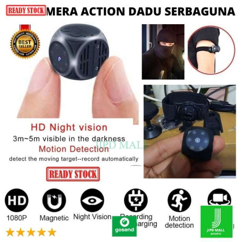 Dadu Serbaguna Mini Spy Camera with Night Vision and 1080P Full HD, Magnetic Mount, and Motion Sensor for Indoor and Outdoor Security