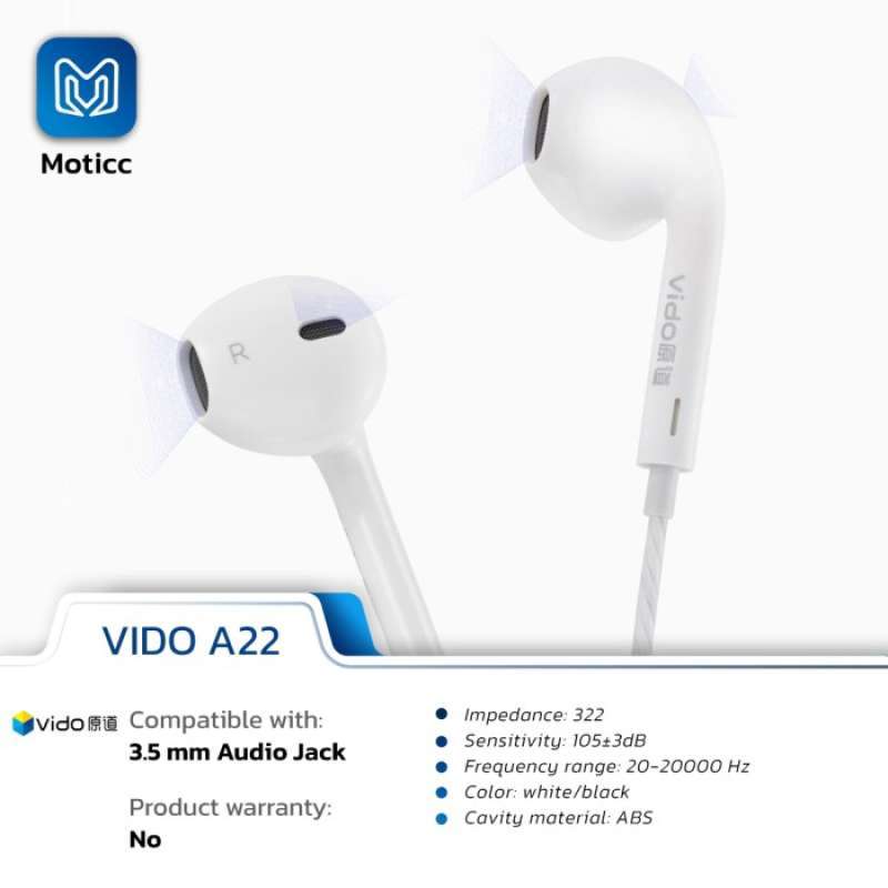 Promo VIDO A22 ORIGINAL EARBUD HIFI FOR MUSIC EARPHONE HEADSET