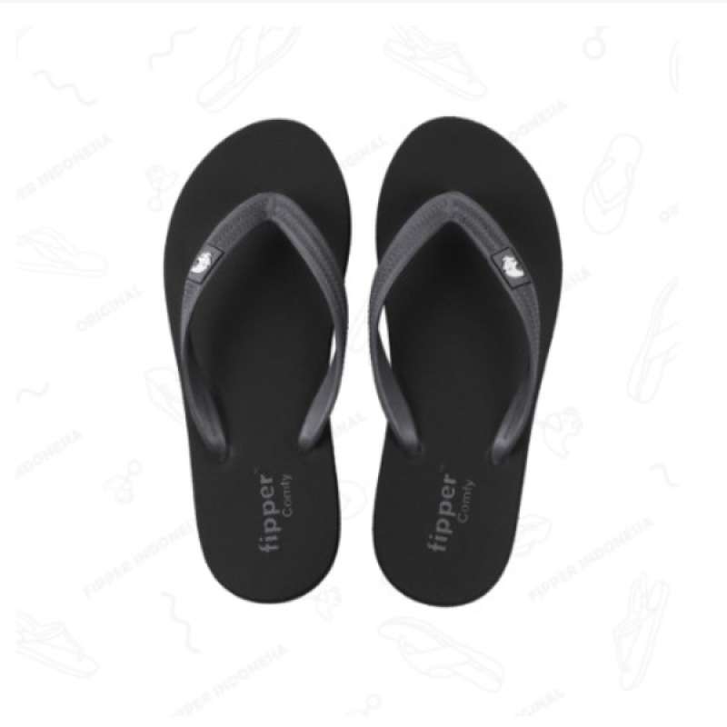 Jual Sandal Fipper Comfy Black Grey Dark Original di Seller Bali