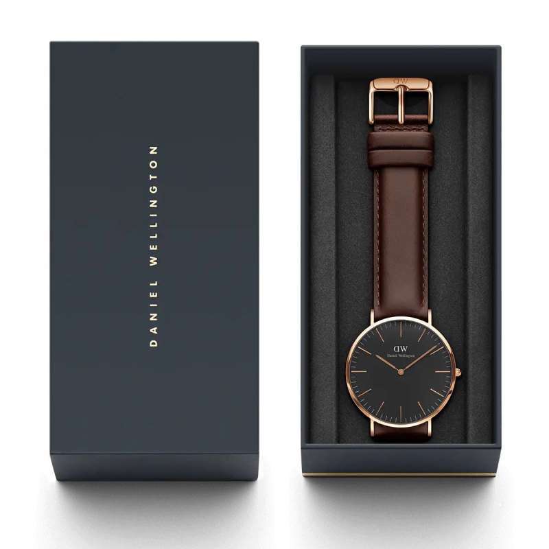 Daniel Wellington Classic Bristol Rose Gold In Black Original Jam Tangan Pria