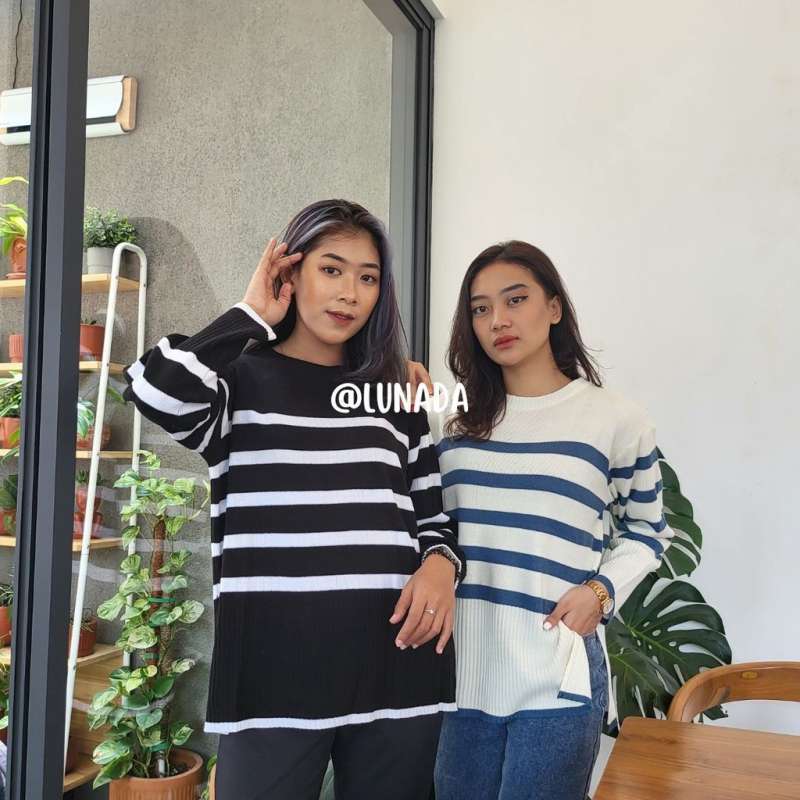 Jual Sweater Oversize Korea Knit Premium Stripe Sera Sweater Oversize Korea Rajut Premium Sera Di Seller Lunada Mengger Kota Bandung Blibli